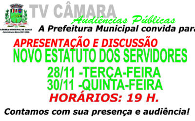 Convite – Audiências Públicas Novo Estatuto dos Servidores Públicos do Município de Canas.