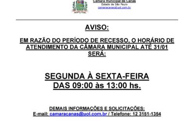 AVISO 1 – HORÁRIO DE FUNCIONAMENTO RECESSO