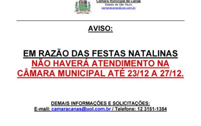 AVISO 2 – FESTAS NATALINAS