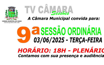 Convite para 9ª Sessão Ordinária