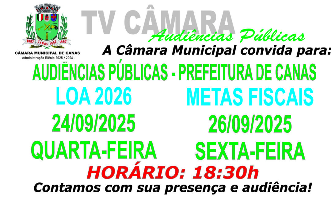 Convite Audiências Prefeitura de Canas