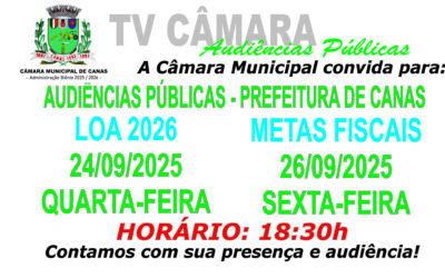 Convite Audiências Prefeitura de Canas