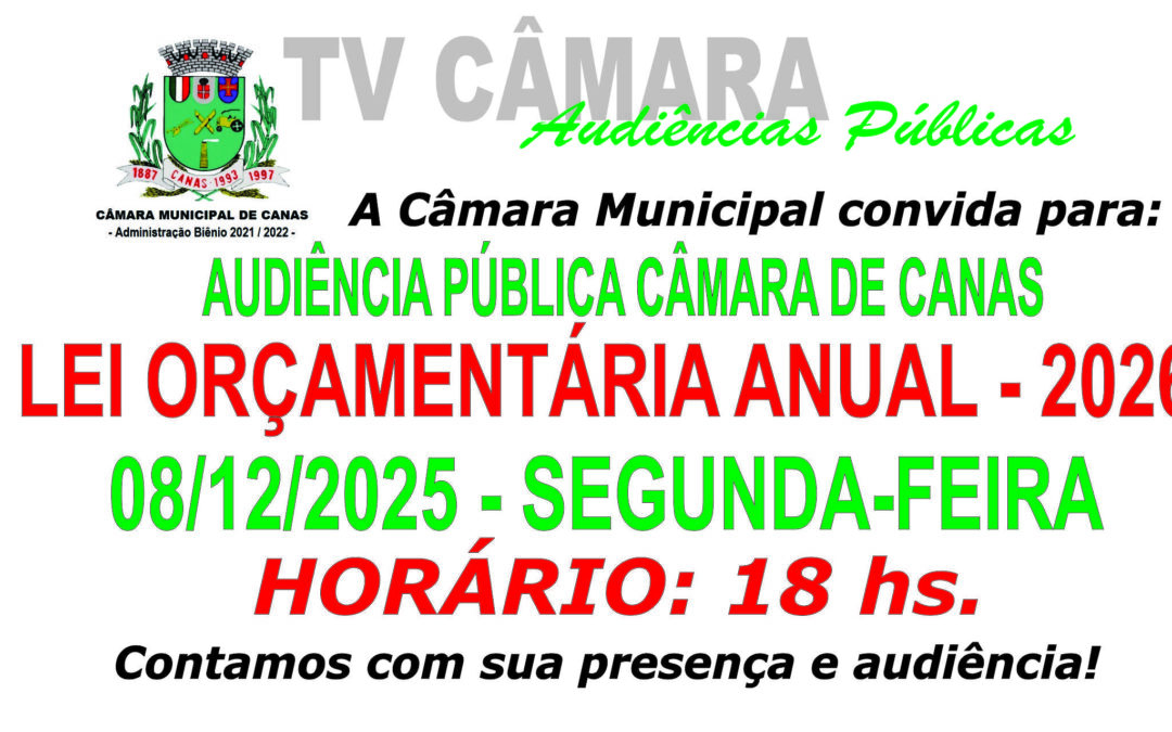 Convite Câmara Audiência Pública LOA 2026