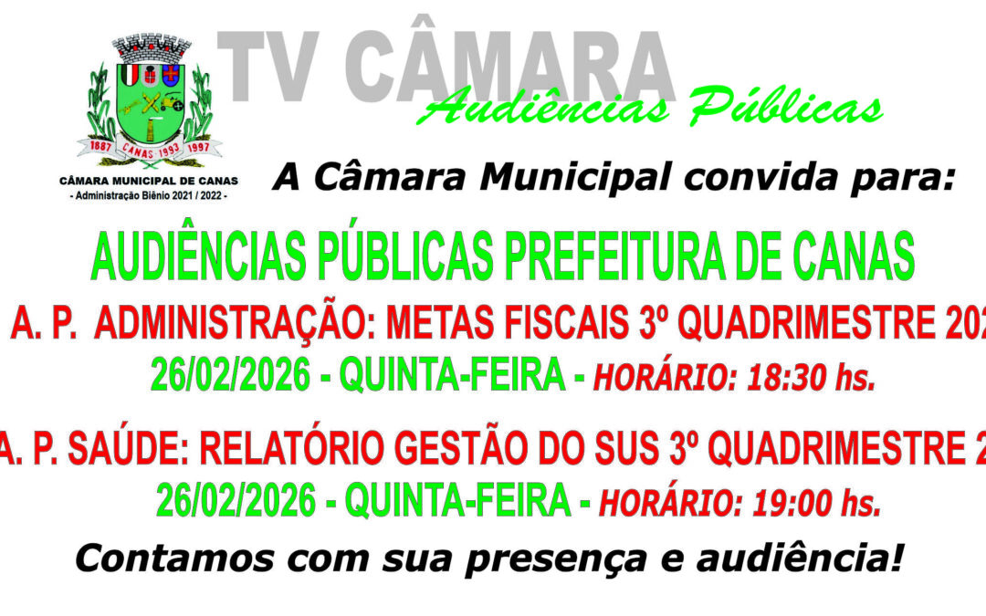 Convite Audiências Públicas Prefeitura de Canas