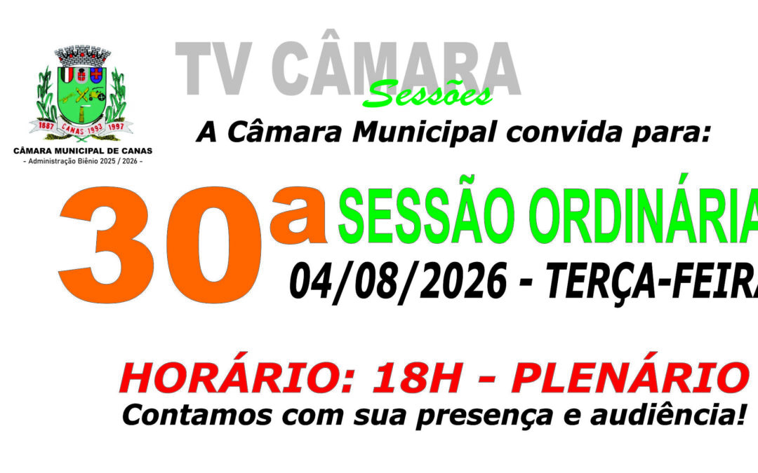 Convite para 30ª Sessão Ordinária