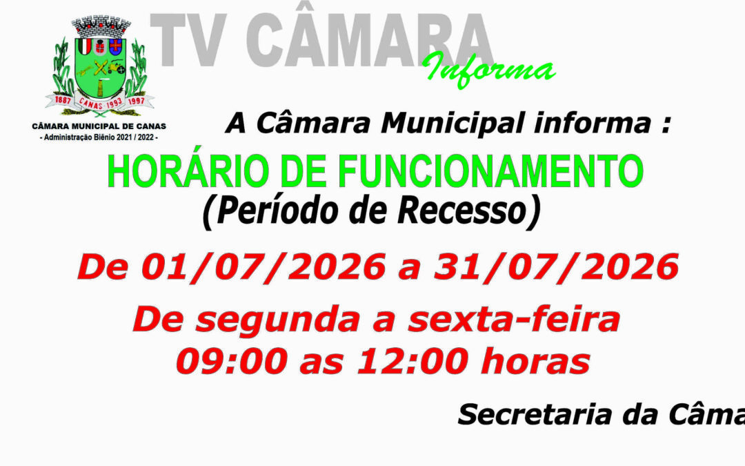 Aviso horário de funcionamento recesso
